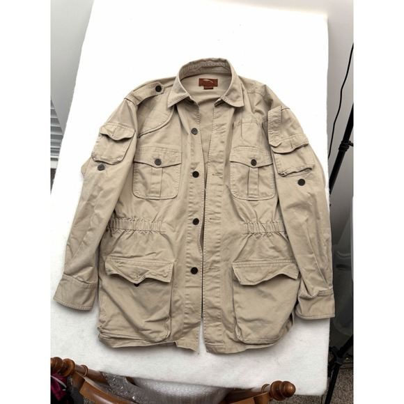 Vintage Bob Timberlake Safari Jacket Men's XL Chore Bush Coat Cotton Khaki 90s